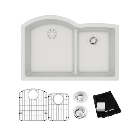 Elkay Sink Kit, Undermount Mount, 0 Hole, White ELGHU3322RWH0C